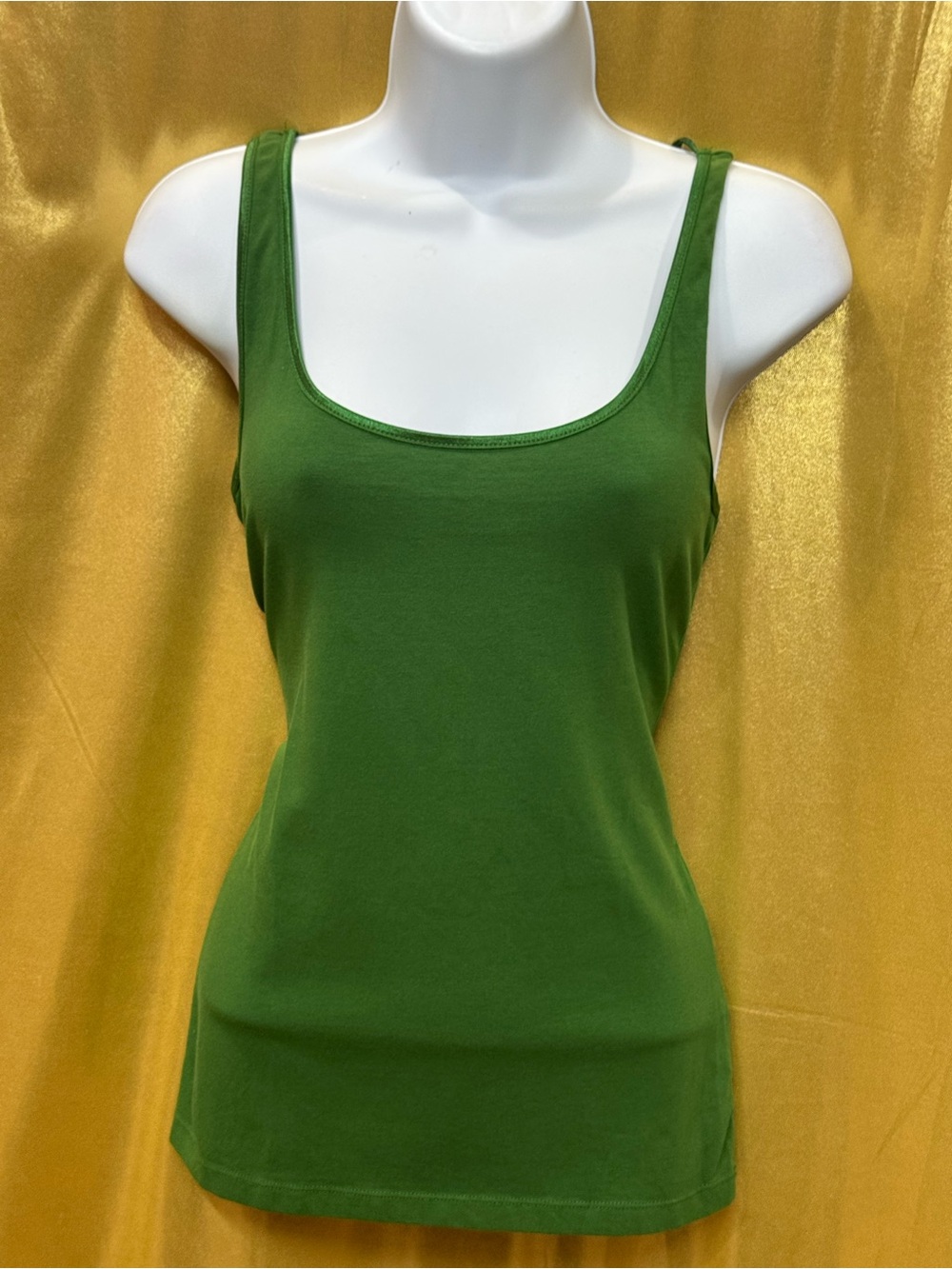 AK Anne Klein Green Scoop-Neck Tank Top | Cotton Blend Size Medium